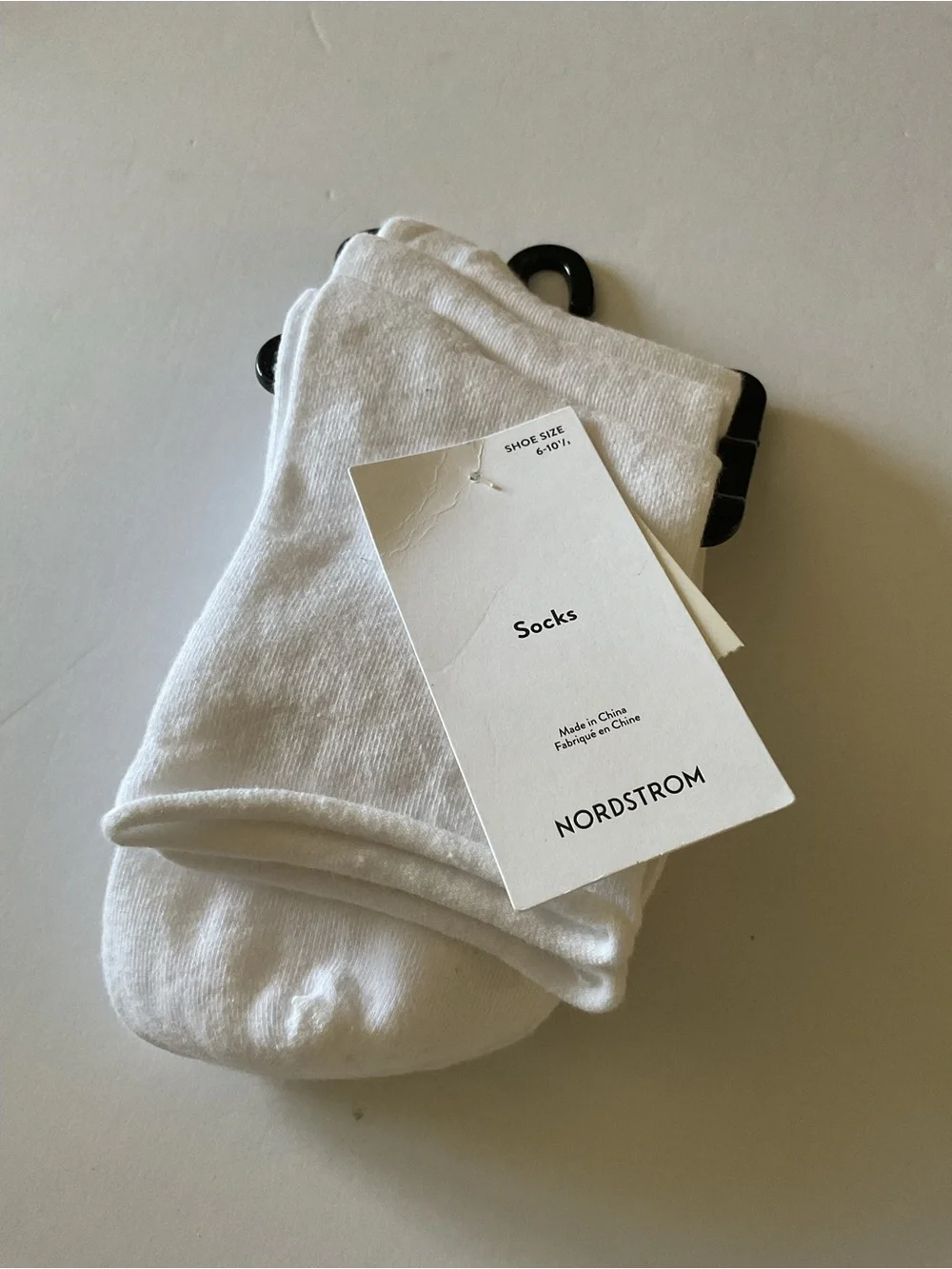 NORDSTROM 3 PAIR WOMENS ROLLED HEM COTTON SOCKS WHITE OS NWT